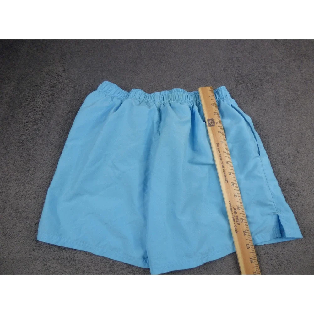 Nike Mens Swim Trunks Light Blue Mesh Lined Graphic Logo Shorts Size Large